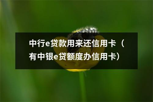 中行e贷款用来还信用卡（有中银e贷额度办信用卡）