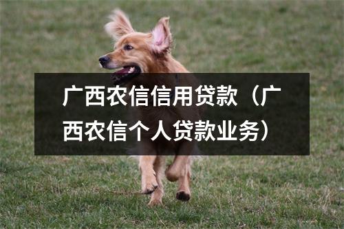 广西农信信用贷款（广西农信个人贷款业务）