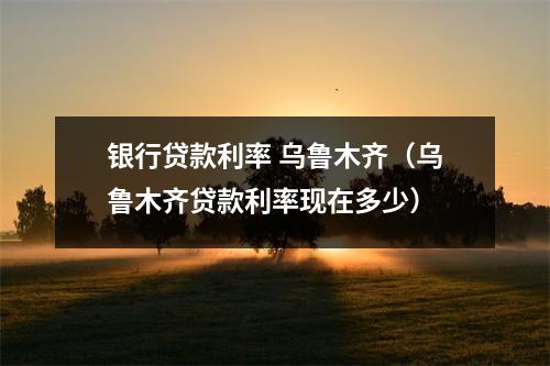 银行贷款利率 乌鲁木齐（乌鲁木齐贷款利率现在多少）