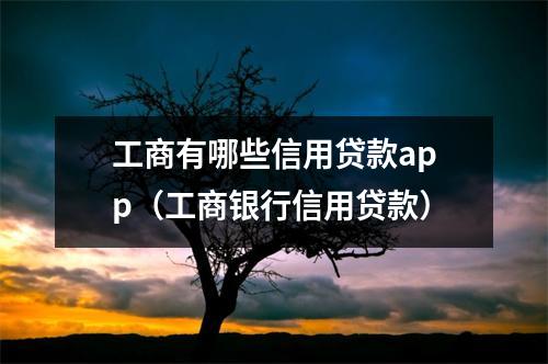 工商有哪些信用贷款app(工商银行信用贷款)