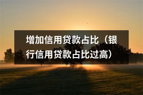 增加信用贷款占比（银行信用贷款占比过高）