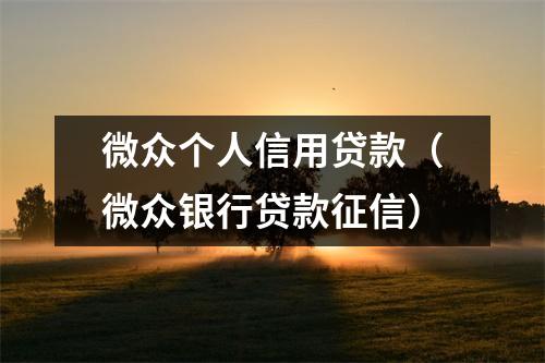 微众个人信用贷款（微众银行贷款征信）
