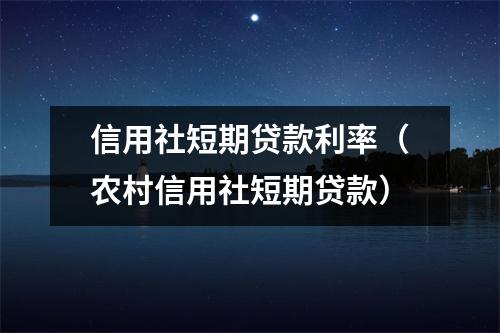 信用社短期贷款利率（农村信用社短期贷款）