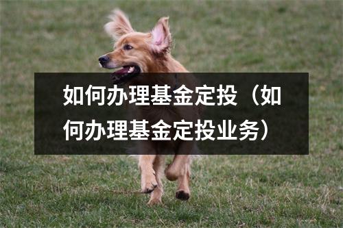 如何办理基金定投(如何办理基金定投业务)