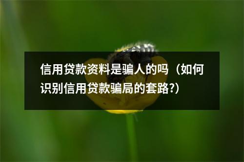 信用贷款资料是骗人的吗（如何识别信用贷款骗局的套路?）