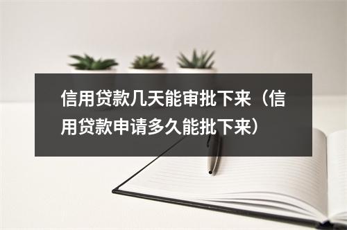 信用贷款几天能审批下来（信用贷款申请多久能批下来）
