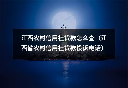 江西农村信用社贷款怎么查（江西省农村信用社贷款投诉电话）