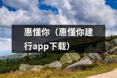 惠懂你(惠懂你建行app下载)