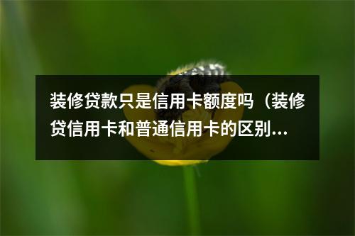 装修贷款只是信用卡额度吗（装修贷信用卡和普通信用卡的区别）