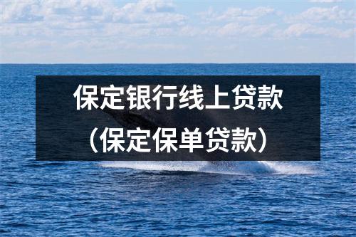 保定银行线上贷款（保定保单贷款）