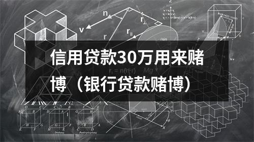 信用贷款30万用来赌博（银行贷款赌博）