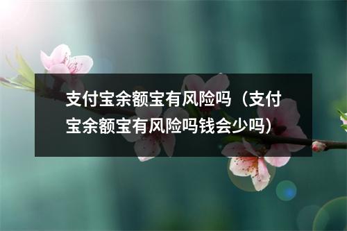 支付宝余额宝有风险吗（支付宝余额宝有风险吗钱会少吗）