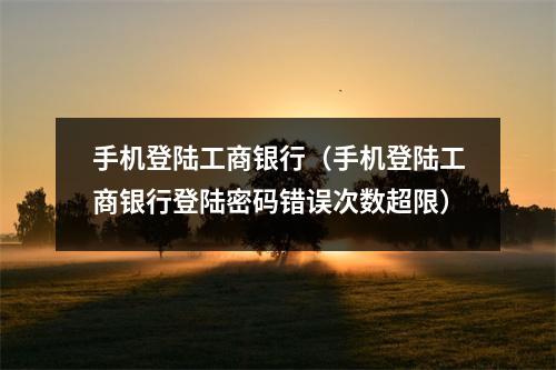 手机登陆工商银行（手机登陆工商银行登陆密码错误次数超限）