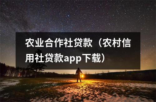 农业合作社贷款（农村信用社贷款app下载）