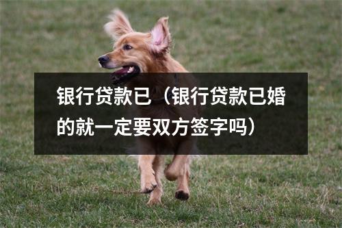 银行贷款已（银行贷款已婚的就一定要双方签字吗）