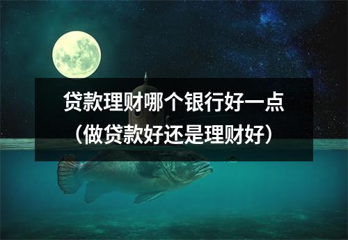 贷款理财哪个银行好一点（做贷款好还是理财好）