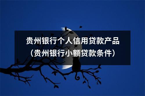 贵州银行个人信用贷款产品（贵州银行小额贷款条件）