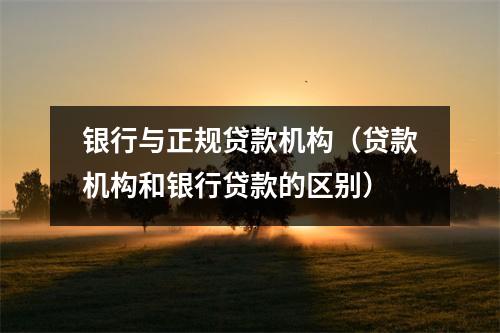 银行与正规贷款机构(贷款机构和银行贷款的区别)
