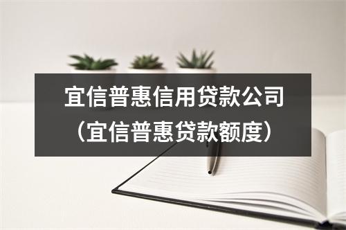 宜信普惠信用贷款公司（宜信普惠贷款额度）