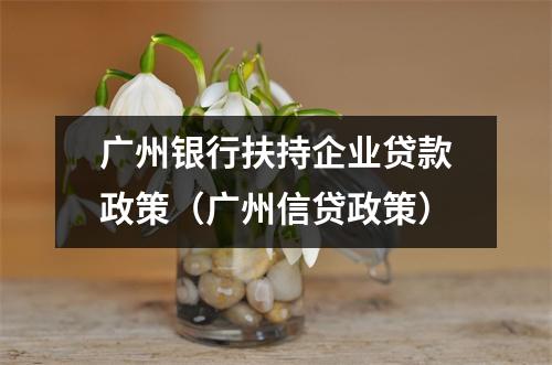 广州银行扶持企业贷款政策（广州信贷政策）