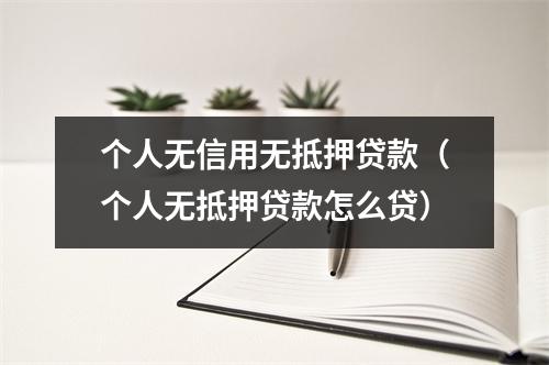 个人无信用无抵押贷款（个人无抵押贷款怎么贷）