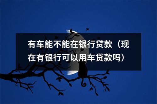 有车能不能在银行贷款（现在有银行可以用车贷款吗）