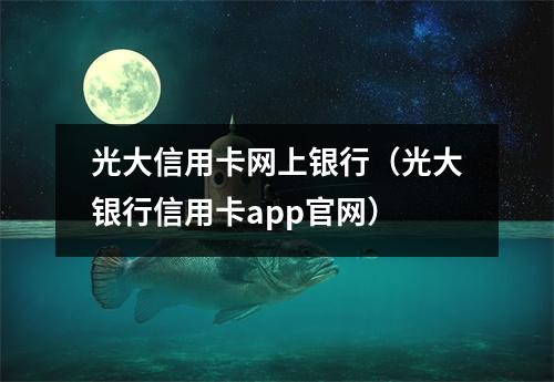 光大信用卡网上银行（光大银行信用卡app官网）