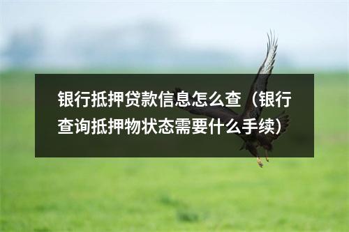 银行抵押贷款信息怎么查（银行查询抵押物状态需要什么手续）