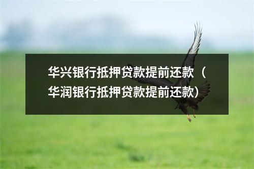 华兴银行抵押贷款提前还款（华润银行抵押贷款提前还款）