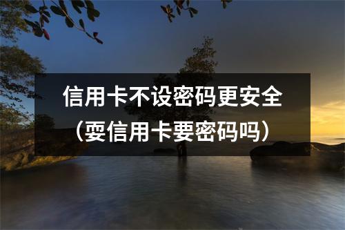 信用卡不设密码更安全（耍信用卡要密码吗）