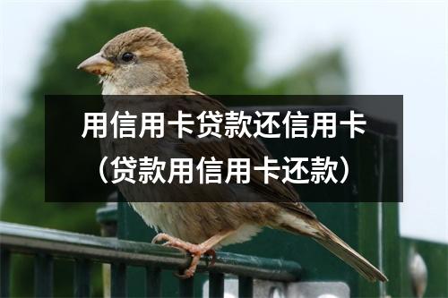用信用卡贷款还信用卡（贷款用信用卡还款）