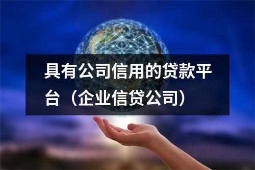 具有公司信用的贷款平台（企业信贷公司）