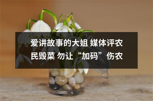 爱讲故事的大姐 媒体评农民毁菜 勿让“加码”伤农