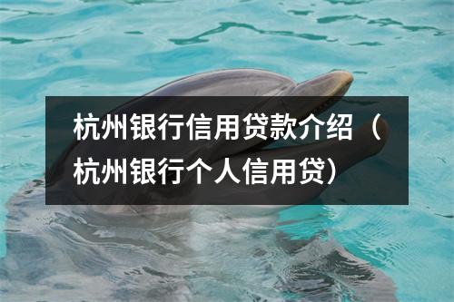 杭州银行信用贷款介绍（杭州银行个人信用贷）