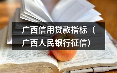 广西信用贷款指标(广西人民银行征信)