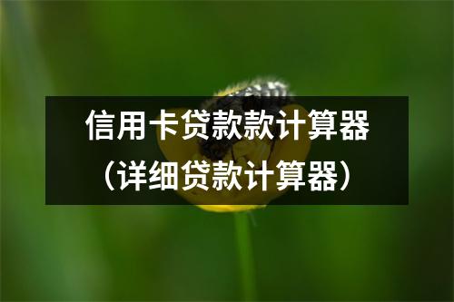 信用卡贷款款计算器（详细贷款计算器）