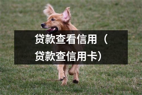 贷款查看信用（贷款查信用卡）