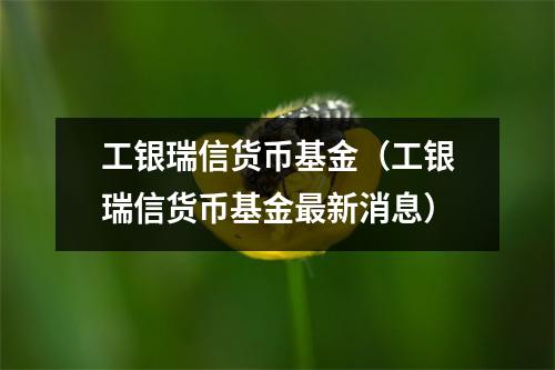 工银瑞信货币基金（工银瑞信货币基金最新消息）