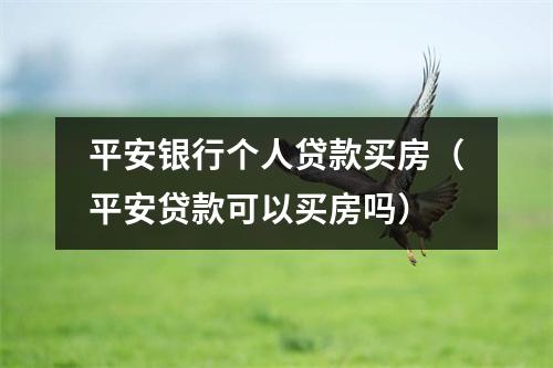 平安银行个人贷款买房（平安贷款可以买房吗）