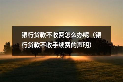 银行贷款不收费怎么办呢（银行贷款不收手续费的声明）