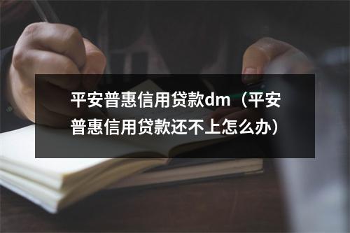 平安普惠信用贷款dm（平安普惠信用贷款还不上怎么办）