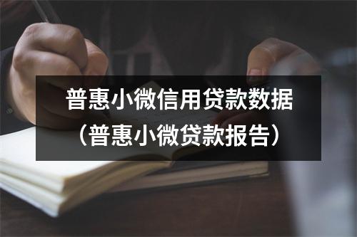 普惠小微信用贷款数据（普惠小微贷款报告）