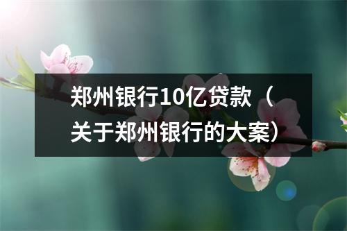 郑州银行10亿贷款（关于郑州银行的大案）