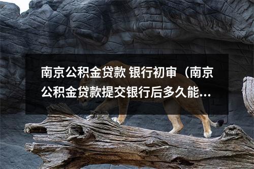南京公积金贷款 银行初审（南京公积金贷款提交银行后多久能查询进度）