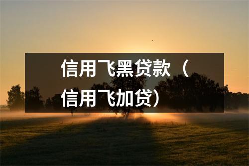 信用飞黑贷款（信用飞加贷）