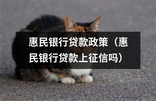 惠民银行贷款政策（惠民银行贷款上征信吗）