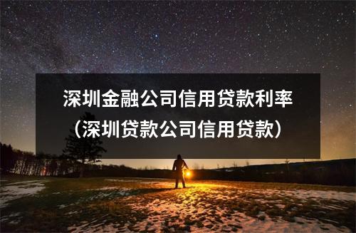 深圳金融公司信用贷款利率（深圳贷款公司信用贷款）