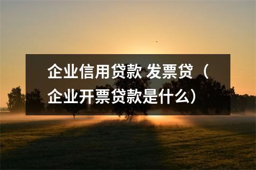 企业信用贷款 发票贷（企业开票贷款是什么）