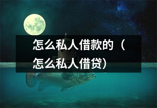 怎么私人借款的（怎么私人借贷）