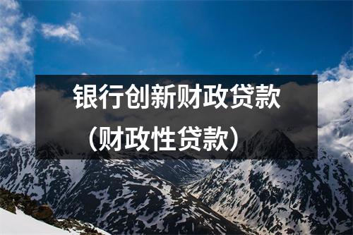 银行创新财政贷款（财政性贷款）